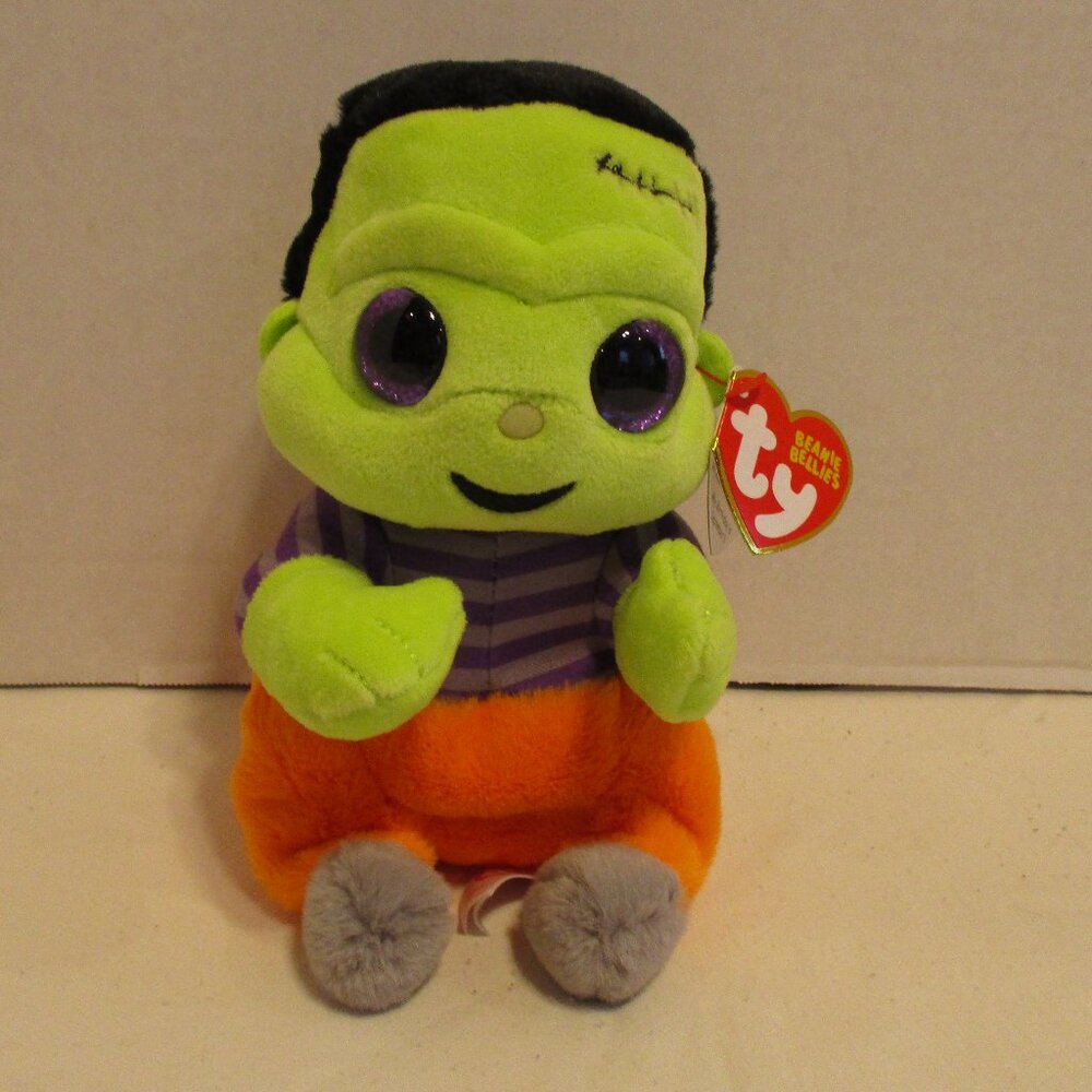 TY Beanie Victor Small Black Orange Green Soft Halloween Monster Plush Figure